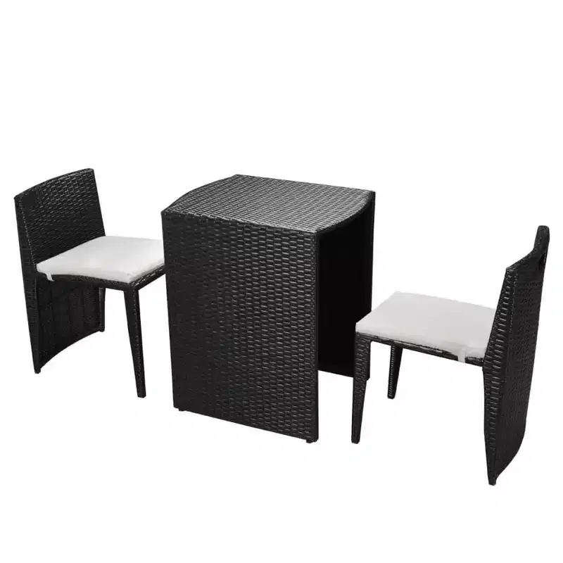 vidaXL Patio Bistro Set Outdoor Furniture Set Table and Chairs Poly Rattan