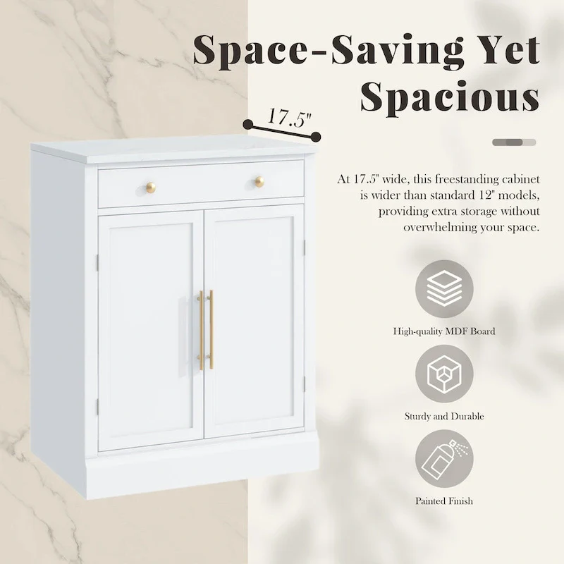 Kitchen Pantry Cabinet with Drawer, Buffet Cabinet with 2 Door Shelves, Wood Storage Cabinet with Adjustable Shelves