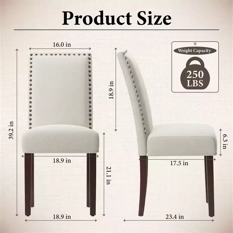 Ergonomic Velvet Dining Chairs with Thick Cushion & Solid Wood Legs for Dining Room and Living Room
