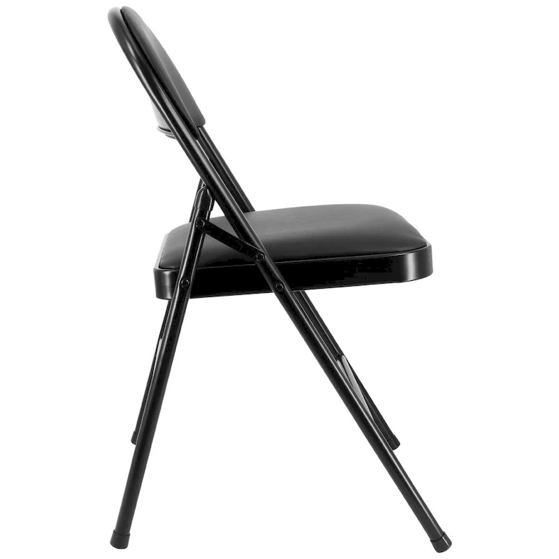 4 Piece Metal Folding Chair with Padded Seats in Black