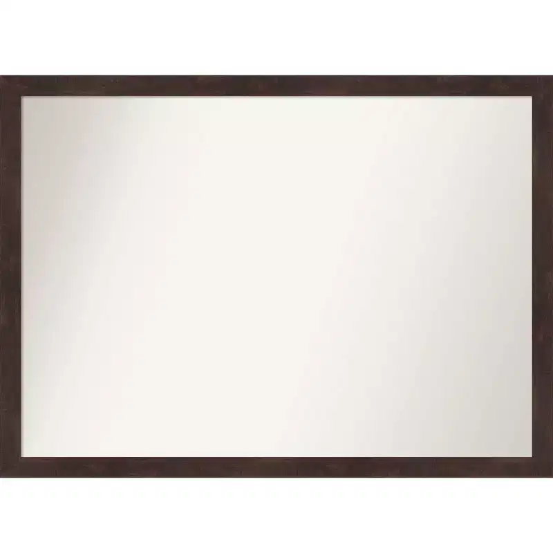 41" x 30" Non-Beveled Fresco Dark Walnut Wood Wall Mirror - Amanti Art