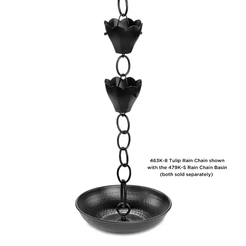 Good Directions 8.5' Modern Farmhouse Tulip Aluminum Rain Chain - Black