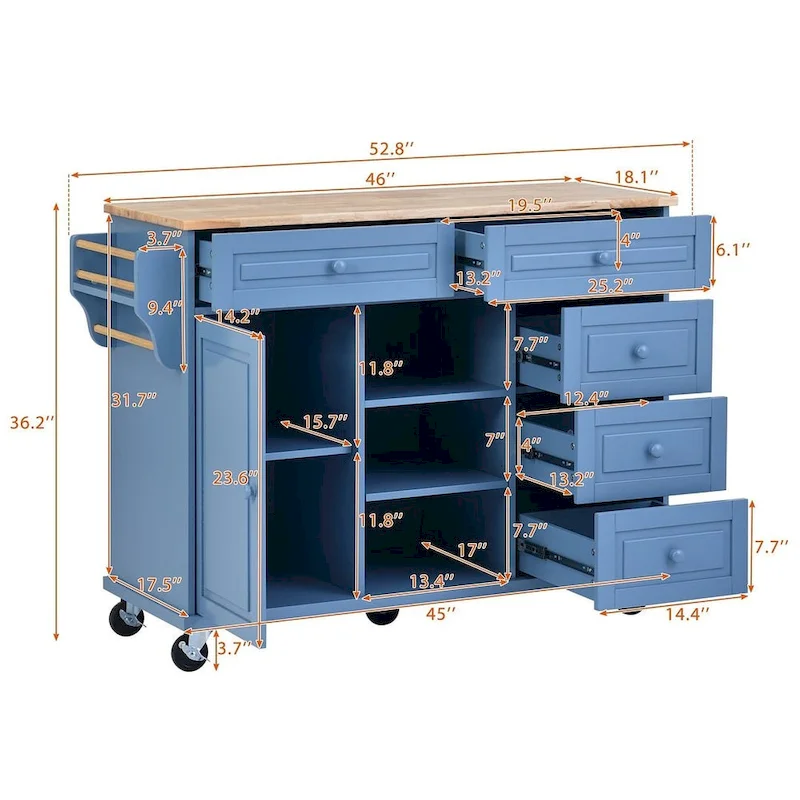 53 Rolling Mobile Island Kitchen Island Cart