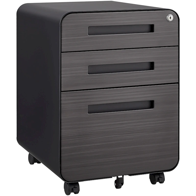 3-Drawer Mobile File Cabinet with 5 Wheel and Lock