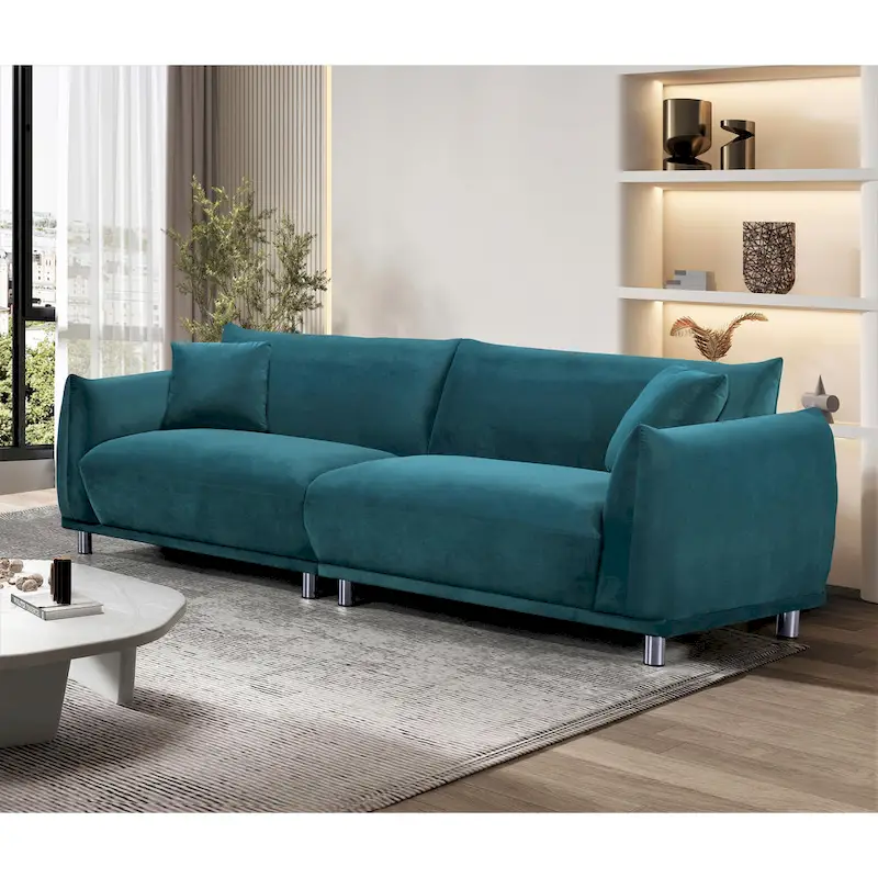 Velvet Sofa with Metal Legs