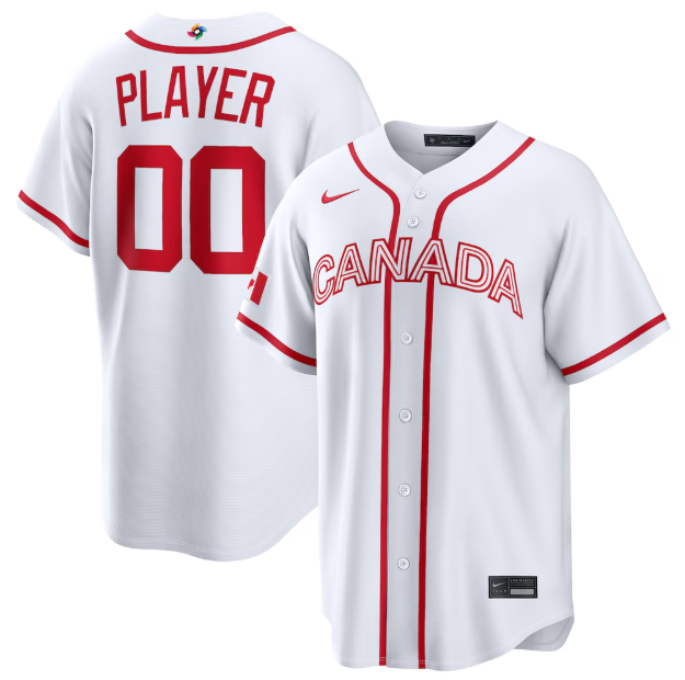 Canada Baseball White 2026 World Baseball Classic Home Pick-A-Player Custom Jersey