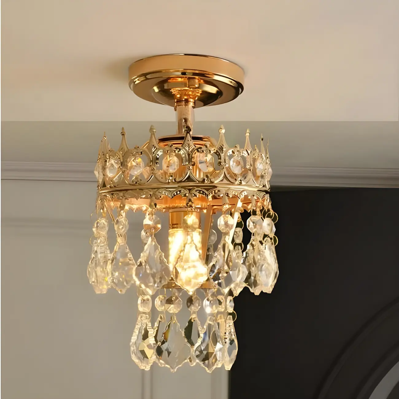 LED Elegant Semi-Flush Mount Ceiling Light for Living Room