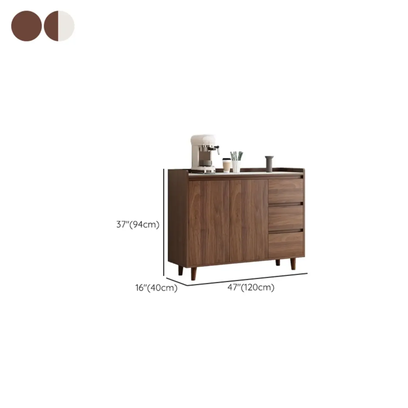 Modern Wood Sideboard with Glass Countertop
