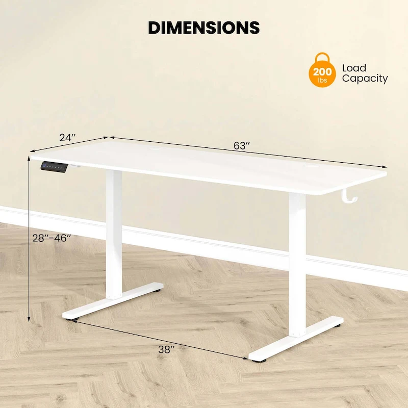 Costway 63 x 24 Inch Sit Stand Desk Height Adjustable Electric - See Details