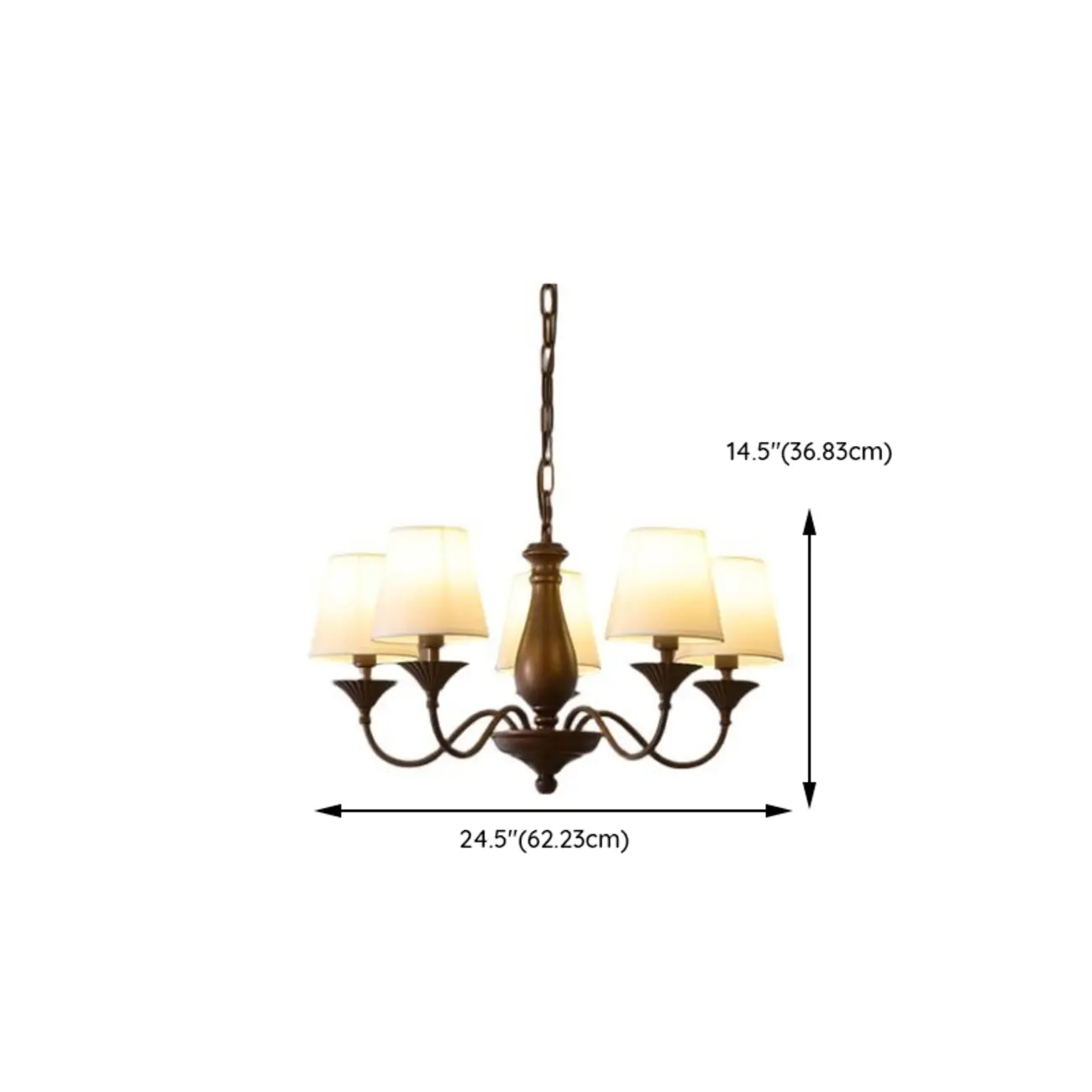 Traditional Brown Metal Fabric Barrel 8 Lights Chandelier