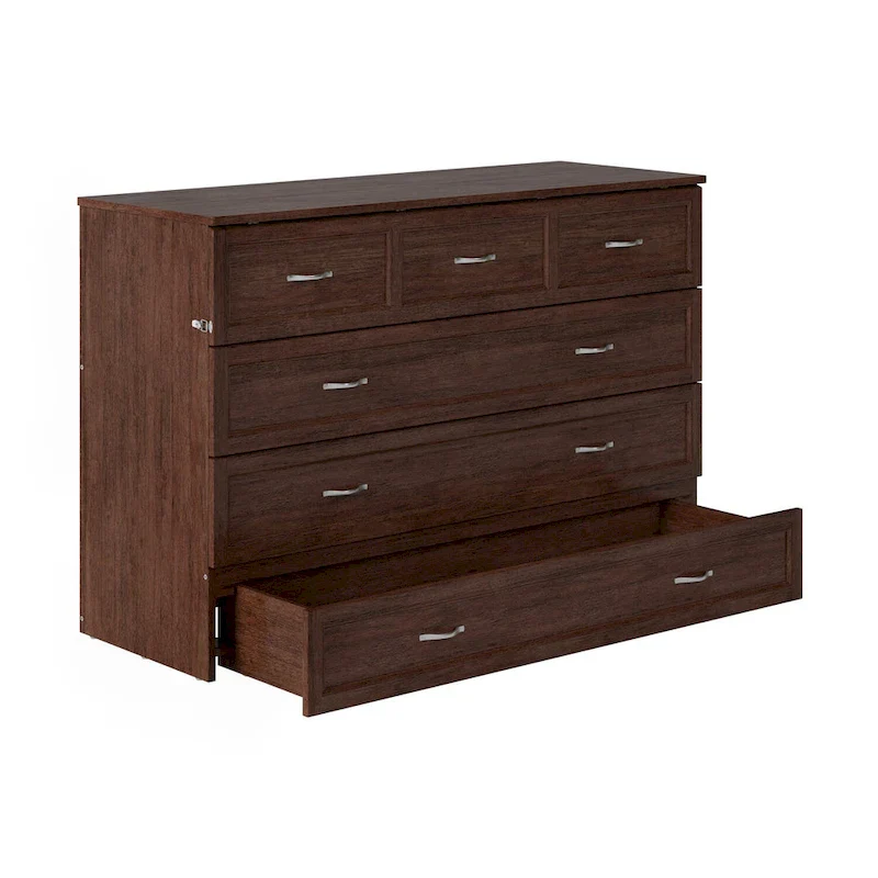 Northfield Queen Murphy Bed Chest with Mattress in Burnt Amber