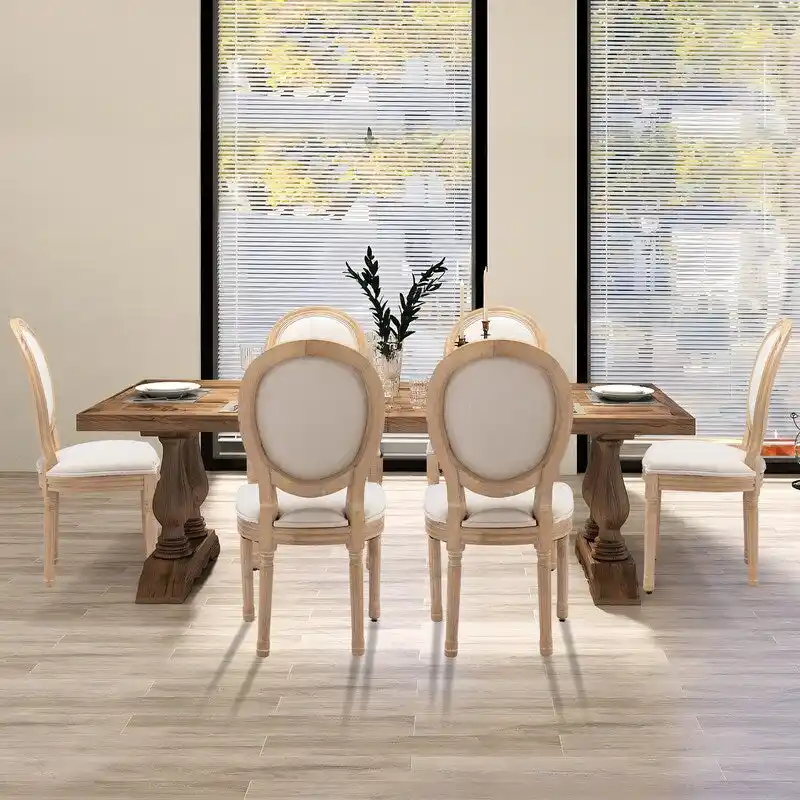 French Chair Dining Chair Solid Wood with Nailhead Trim Set of 2