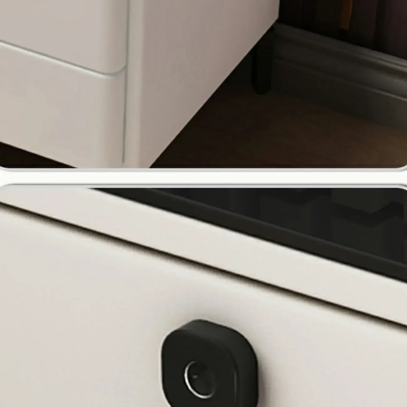 Narrow 3-Drawers Glass Top Wooden Nightstand with Light