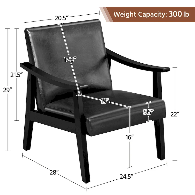 Yaheetech Upholstered Accent Chair Boucle Armchair with Solid Wood Legs - 24.5 L  28 W  29 H