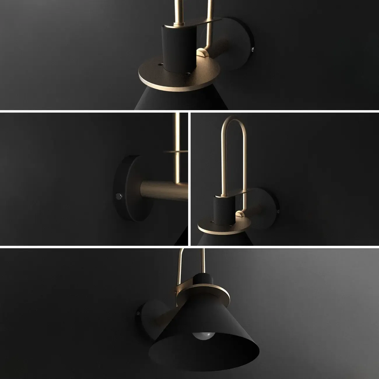 Modern 1-Light Cone Bath Vanity Light with Iron Shade