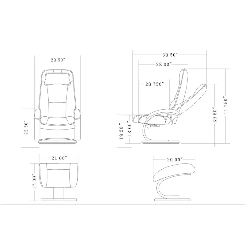 Top-grain Leather Swivel Recliner with Ottoman