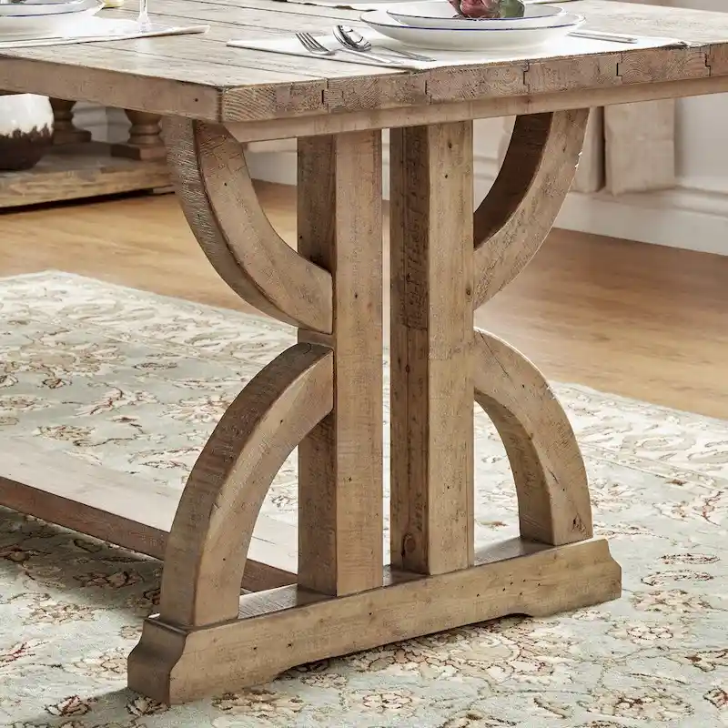 Paloma Reclaimed Wood Rectangular Trestle Table by iNSPIRE Q Artisan - Brown
