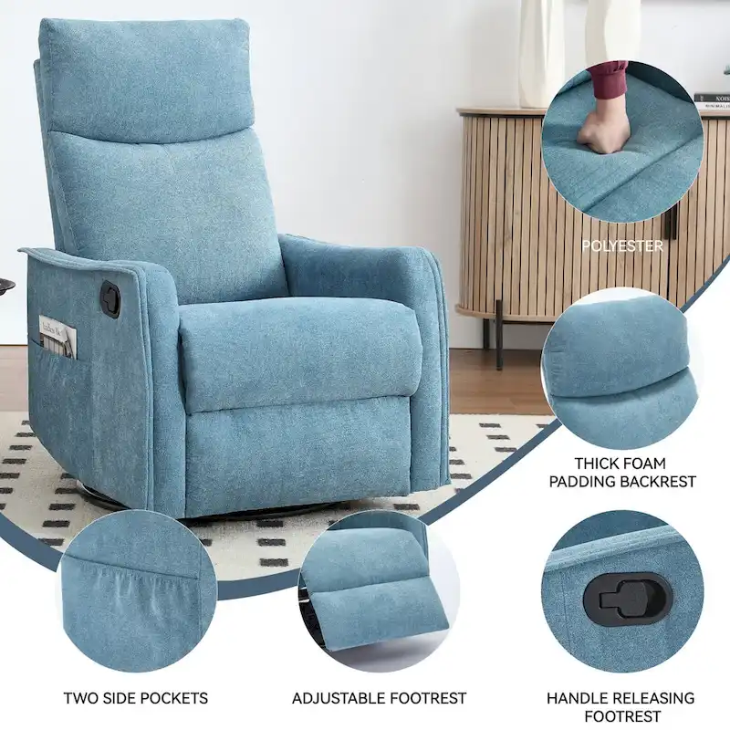 360 Swivel Rocker Recliner Chair with Massage and Lumbar Heating