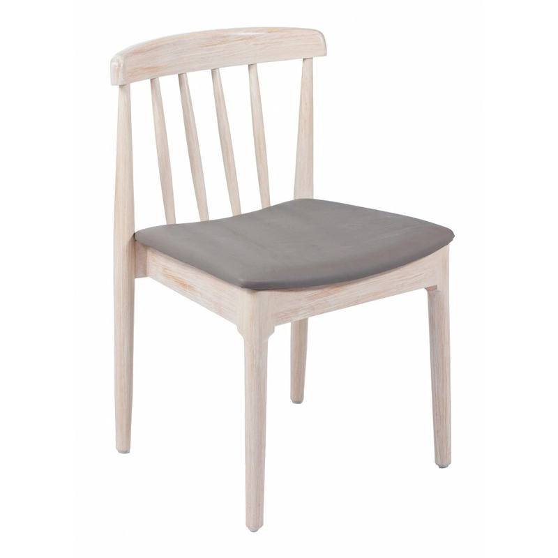 Commercial Solid Wood Dining Chair with Vinyl Padded Seat