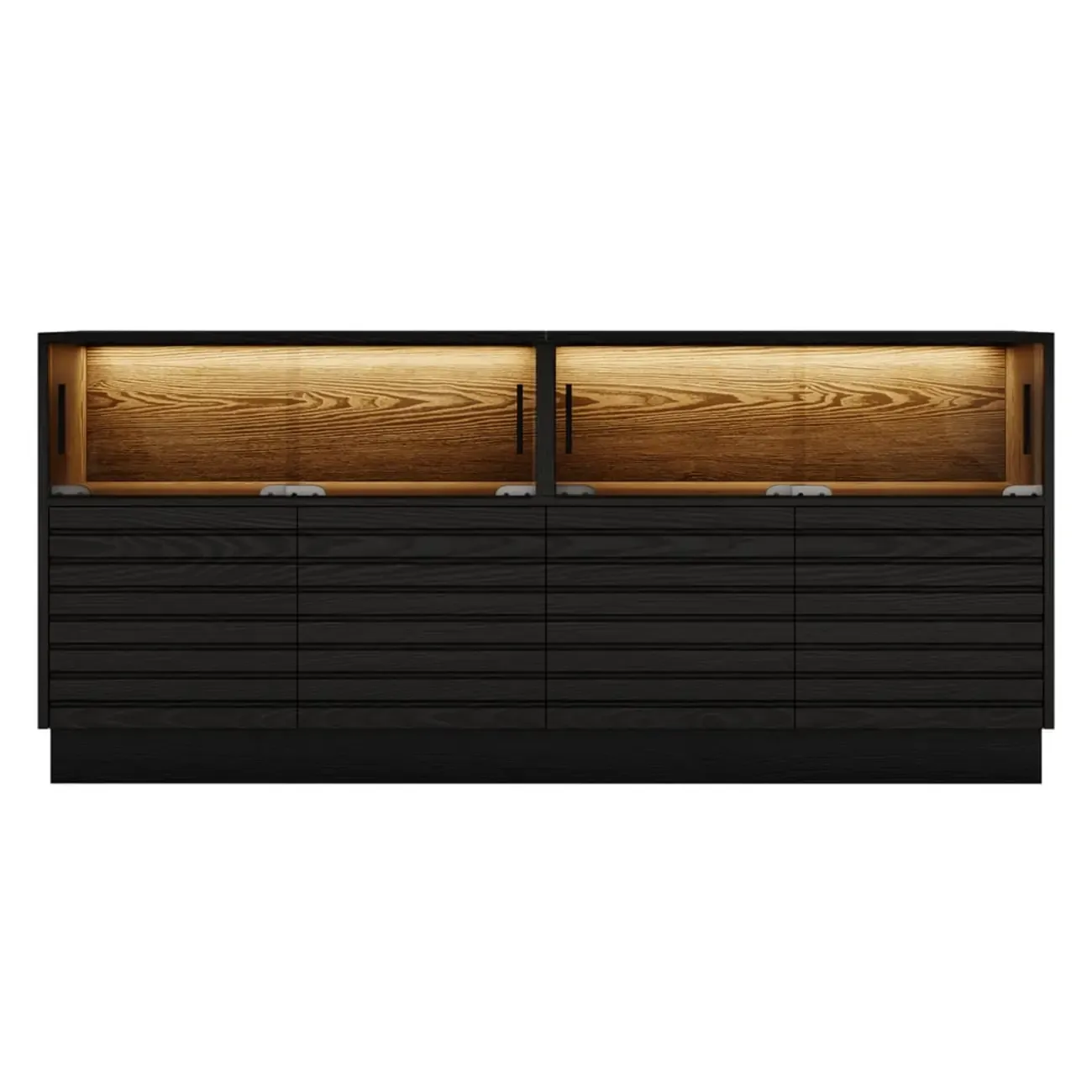 Modern Black Rectangular Wooden LED TV Stand