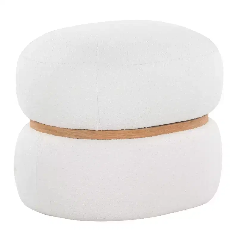 LumiSource Cinch Pouf Ottoman Natural Fabric
