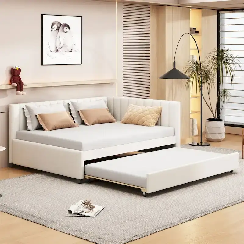 Merax Full Size Upholstered Daybed with Trundle
