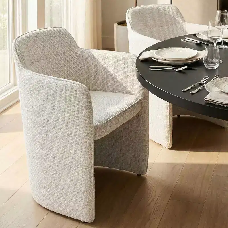 Set of 4 Modern Upholstered Dining Chairs with Arms, Semi-Enclosed Back Kitchen & Dining Room Chairs, Contemporary Dining Seating-Panipeachy