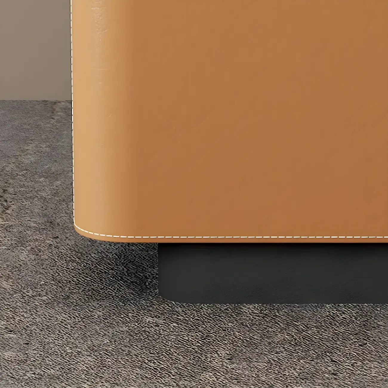 Modern Black Faux Leather Top Wood 2-Drawer Nightstand