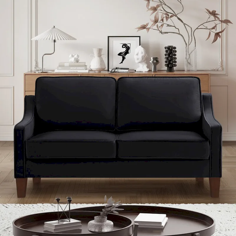 Modern Upholstered Sofa with Removable Cushions and Scooped Arms