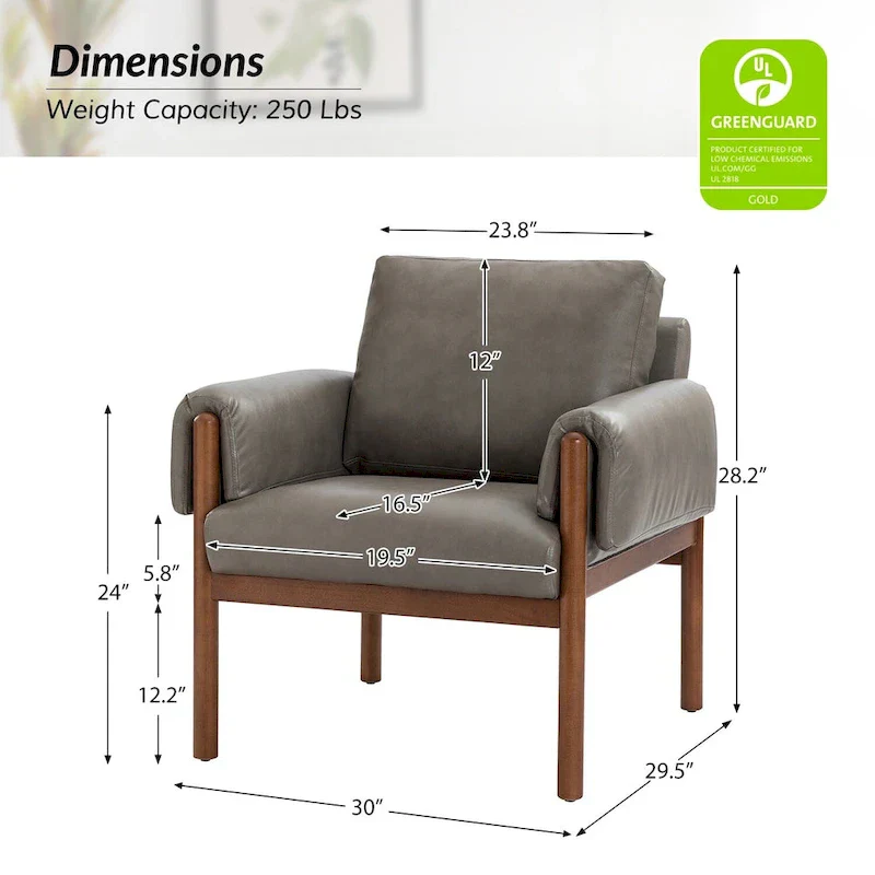 Tiago Comfy Glossy Living Room Armchair with Solid Wood Base Set of 2