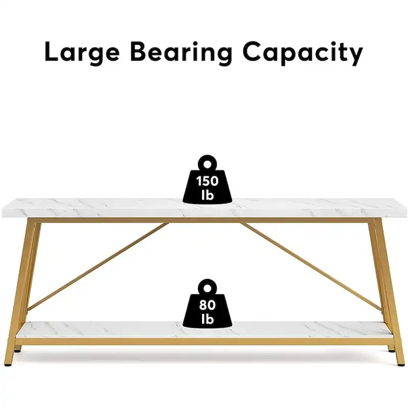 Rustic Brown Industrial Console Table with 2-Tier Storage