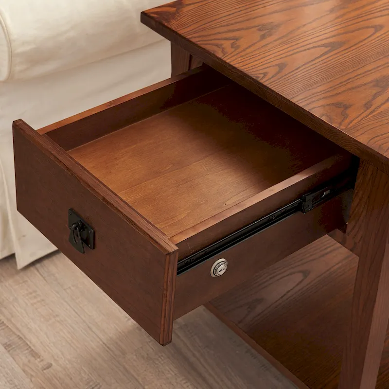 Solid Wood Mission End Table with Drawer
