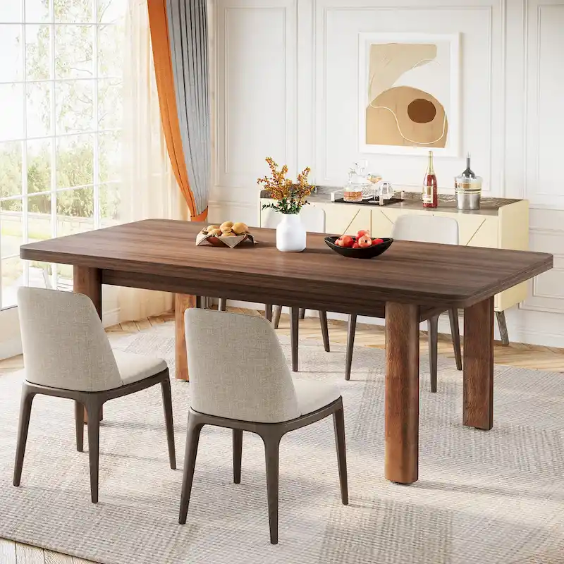 63 Large Office Computer Desk, Executive Desk with Solid Wood Legs