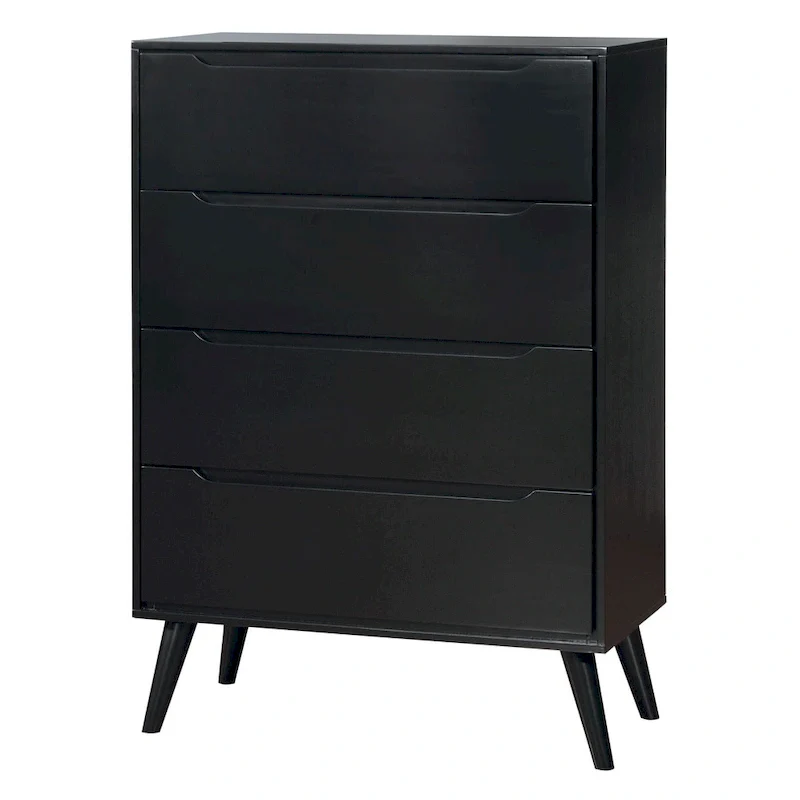 4-Drawer Mid-Century Modern Chest – Grey / Oak / Black / White