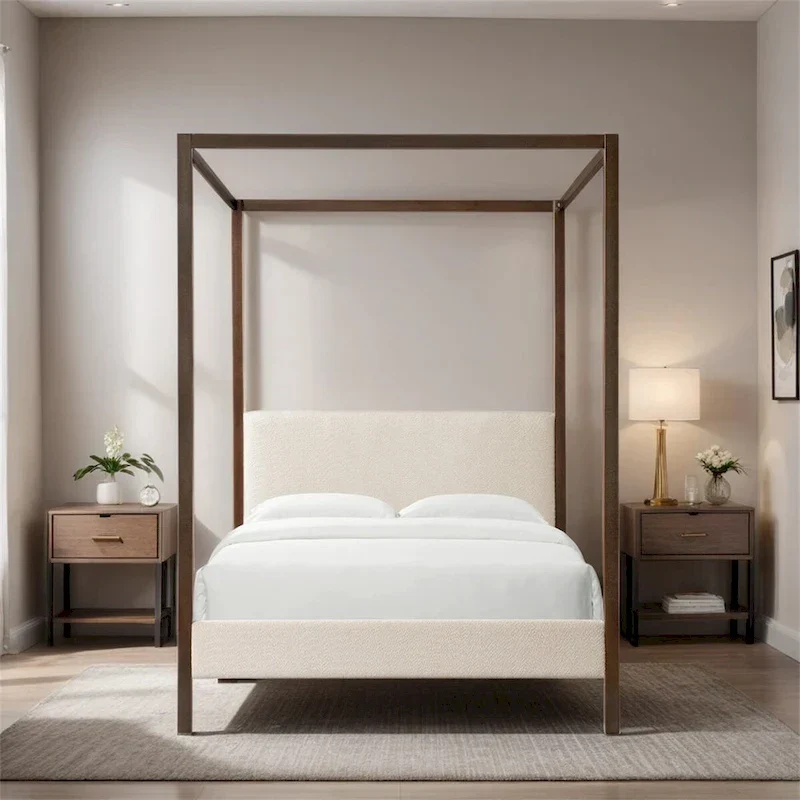 Queen Size Canopy Platform Bed with Elegant Frame