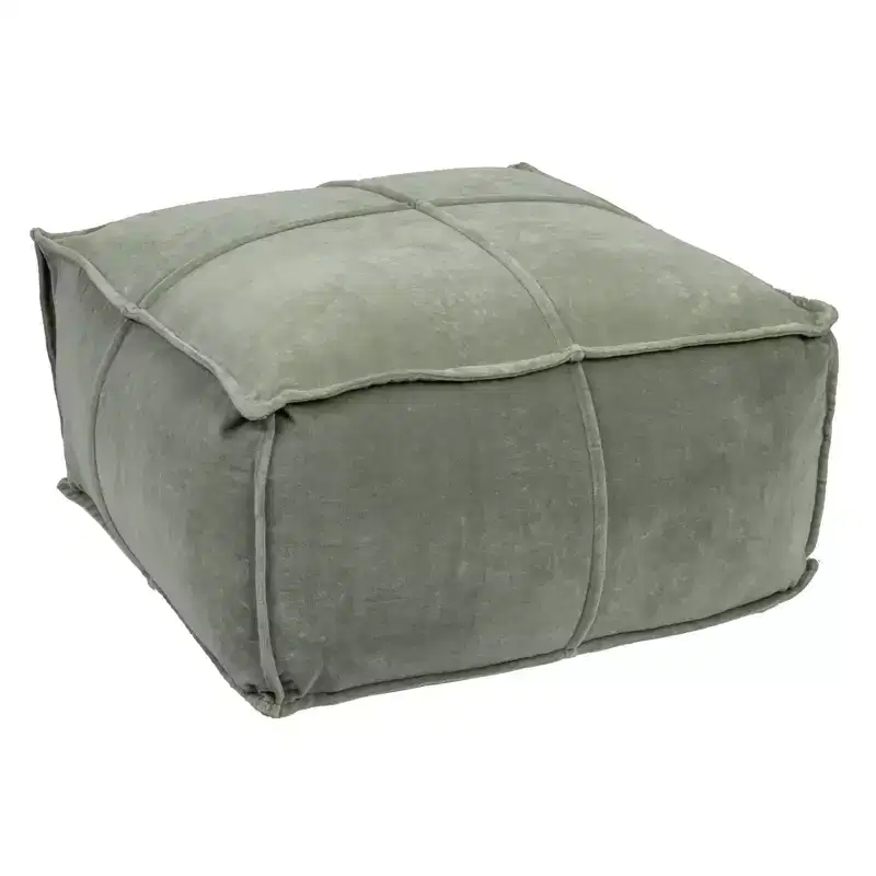 Storied Home Square Cotton Velvet Pouf