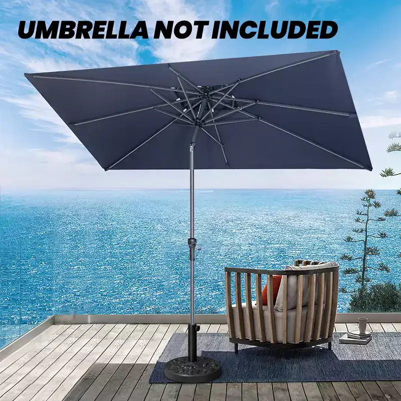 Crestlive Products 30/46lbs Round Patio Umbrella Base Concrete-Filled Floral Pattern
