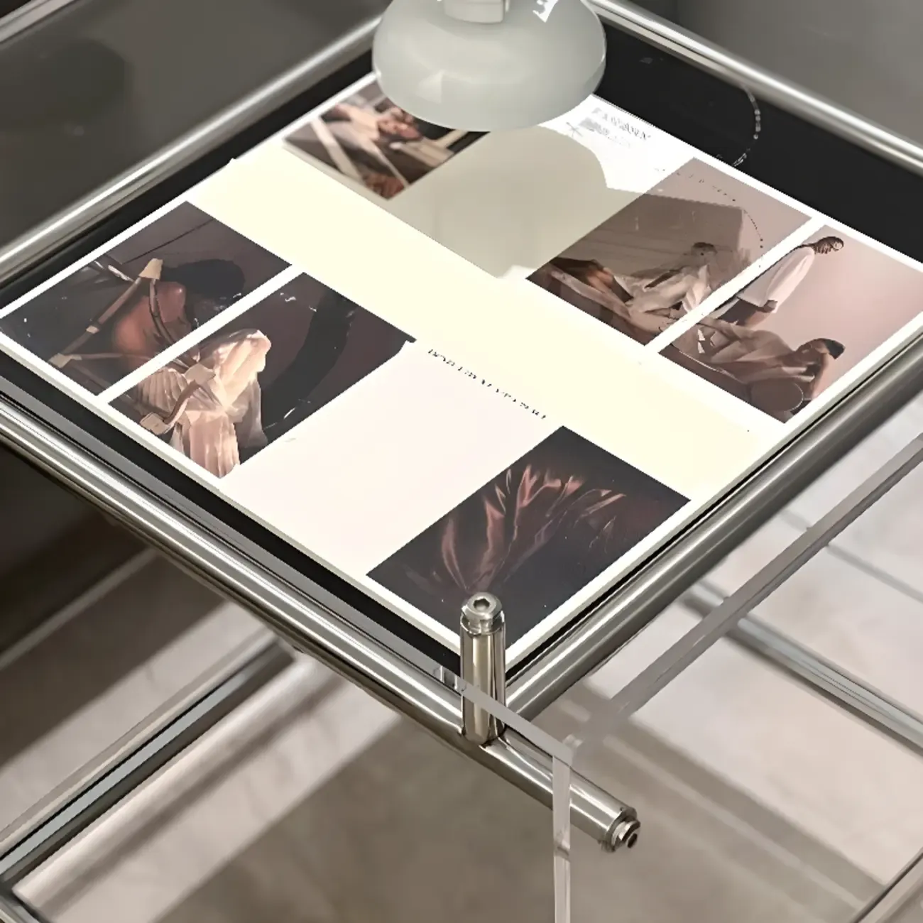 Stylish Clear Acrylic 360° Rolling Cubic Side Table