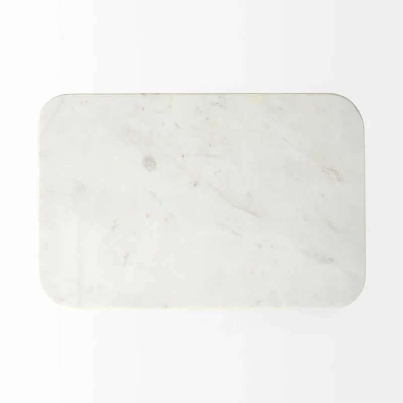 Preston White Marble Top w/Gold Metal Base Rectangular Accent Table - 17.3L x 11.3W x 22.8H