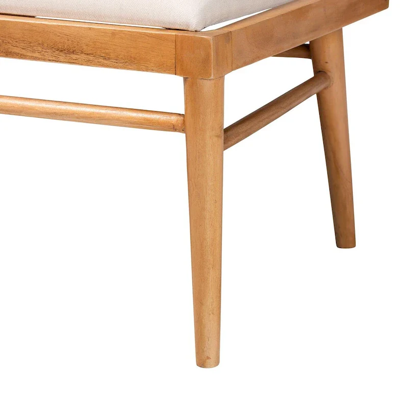 Denver Modern Bohemian Natural Seagrass and Acacia Wood 2-Piece Dining Nook Banquette Set