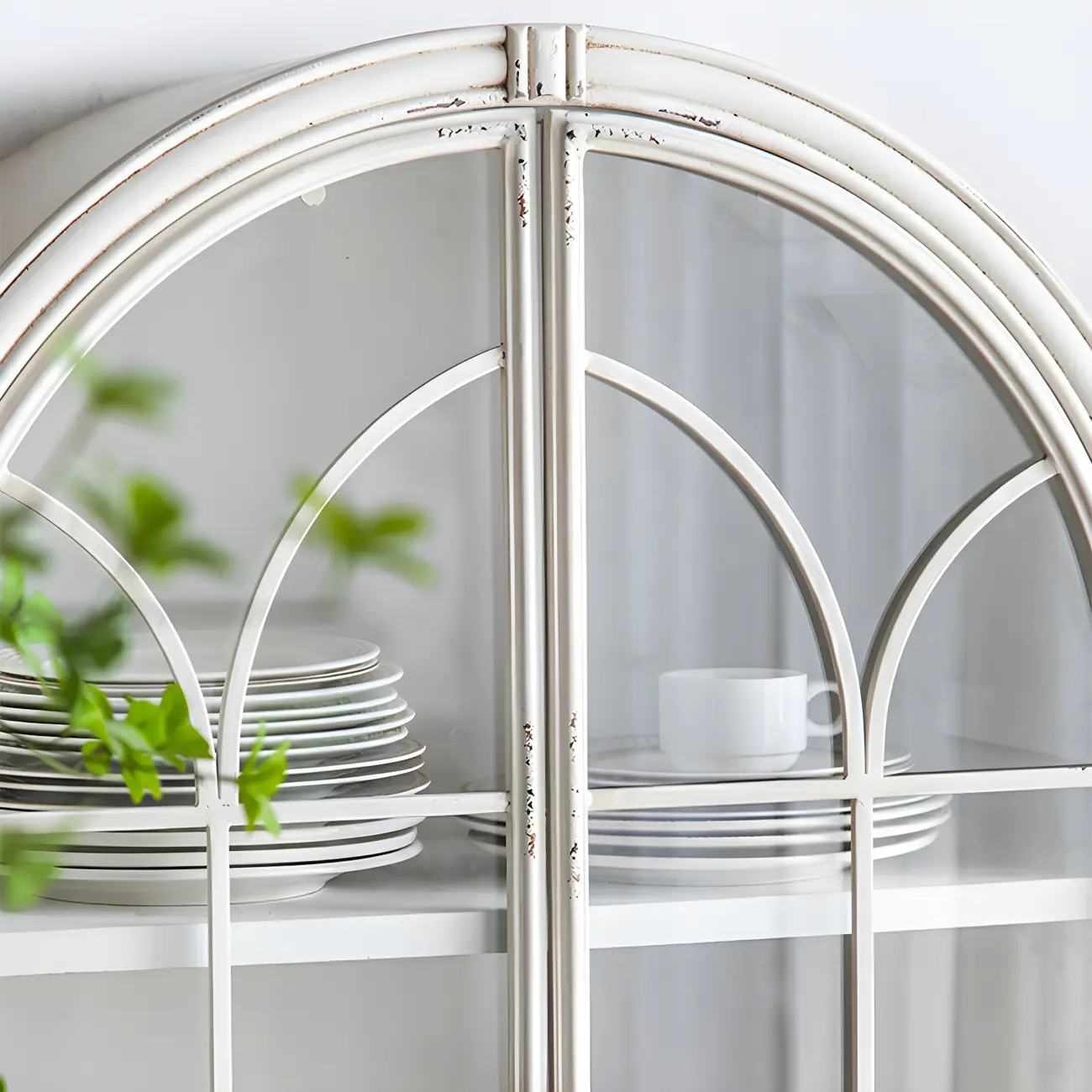 French Country Rectangular Metal Display Bookcase with Shelves