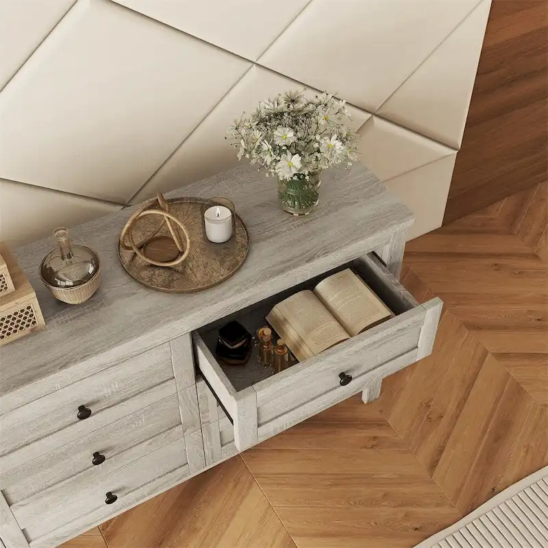 Farmhouse Style Wooden Dresser with 6 Drawer
