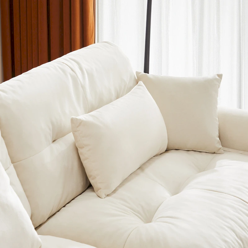 Velvet Fabric Loveseat Couch Modular Sectional Sofa with 2 Ottomans