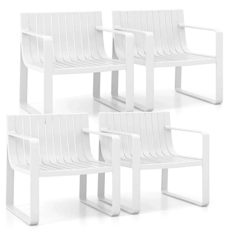 Costway Patio Chairs Set of 2/4 Weather-resistant Plastic Outdoor