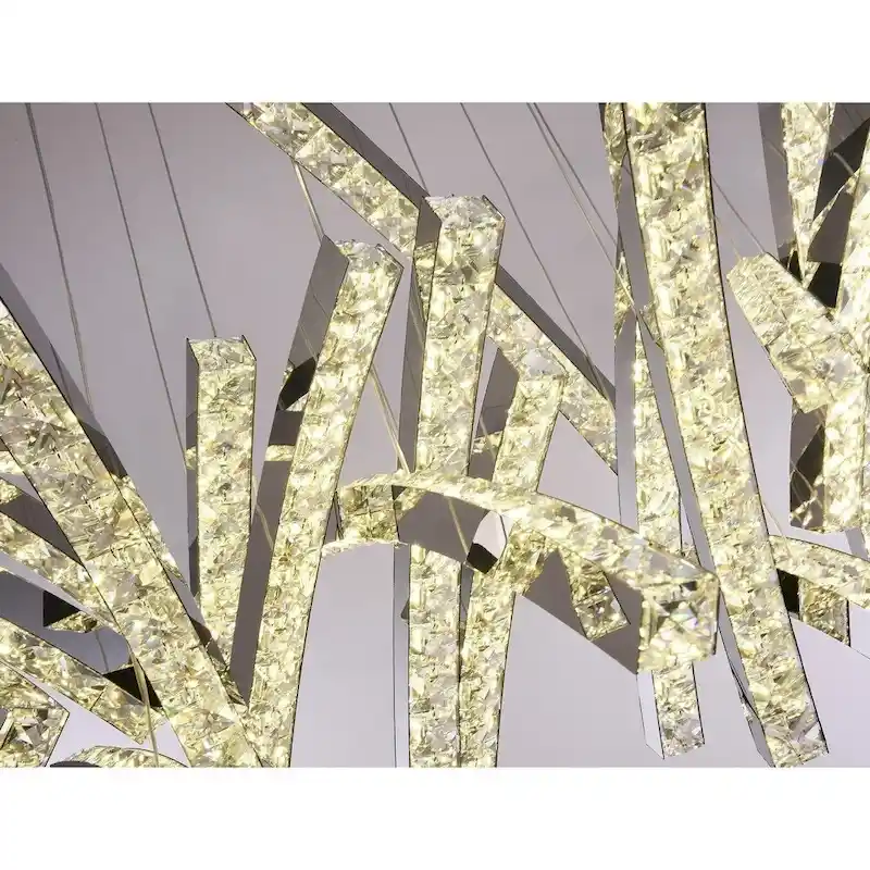 LED Crystal Pendant Lighting With Stainless Steel Frame - Chrome