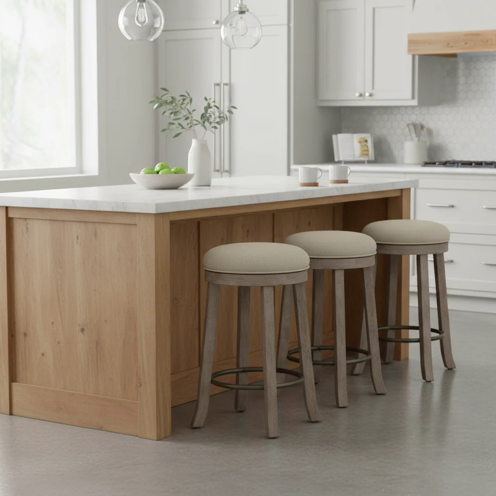 Swivel Counter Stool, Cream/Reclaimed Grey, Counter Height, Single