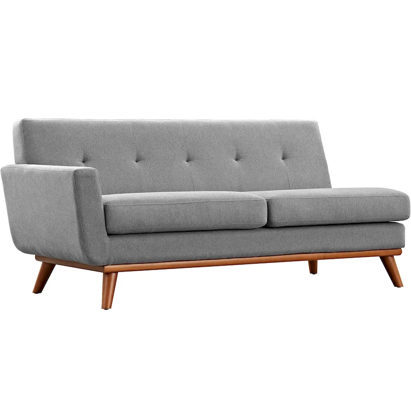 Engage Mid-century Modern Upholstered Fabric Left-arm Loveseat, Azure