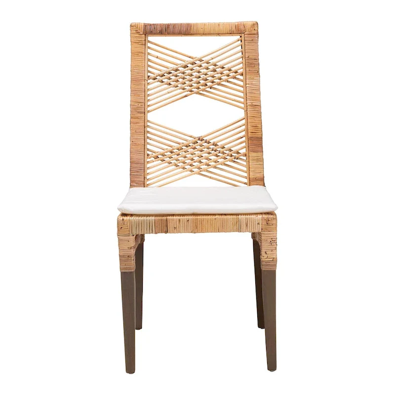 Poltak Modern Bohemian Natural Brown Rattan Dining Chair