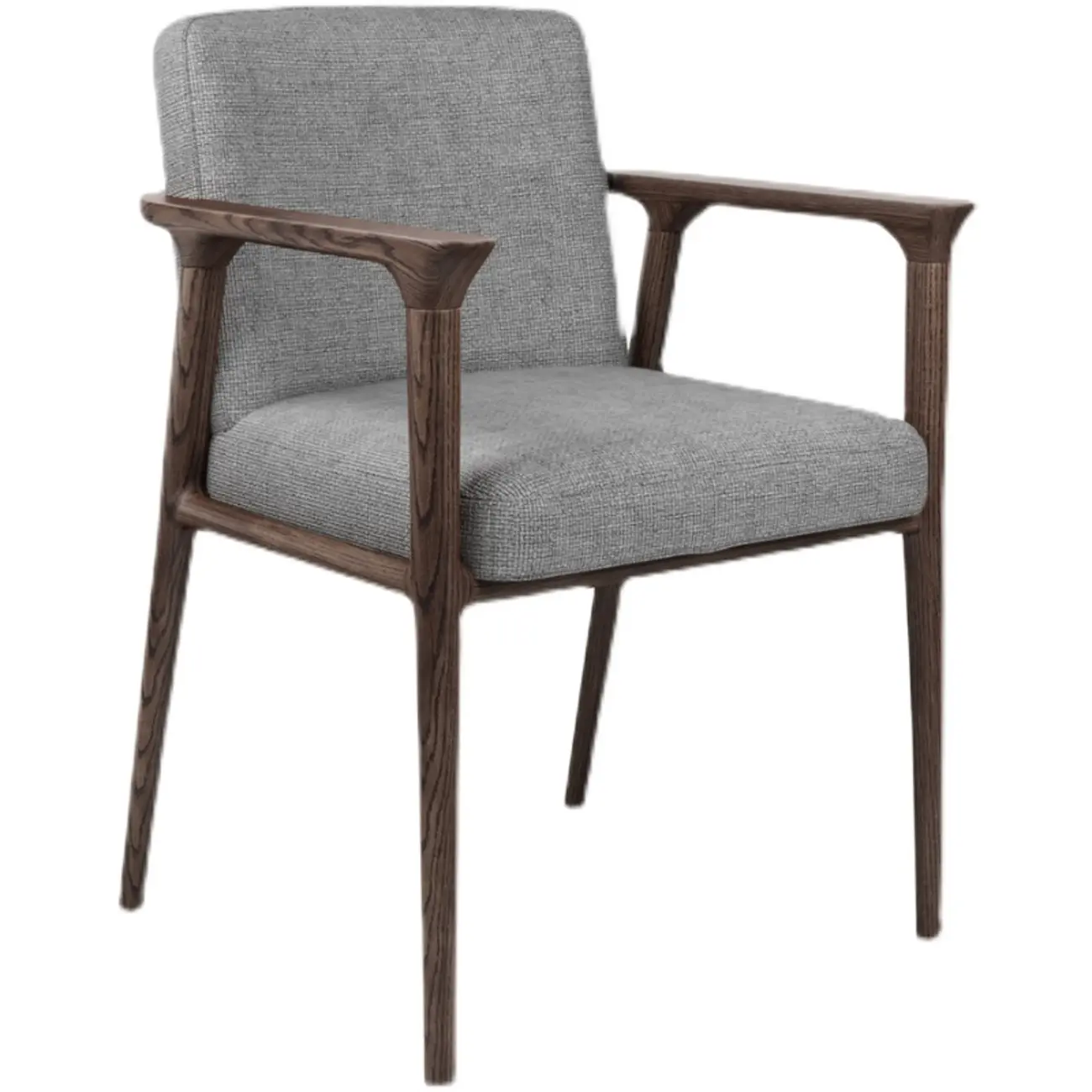 Modern Upholstered Dining Chair Square Shape with Wood Arms