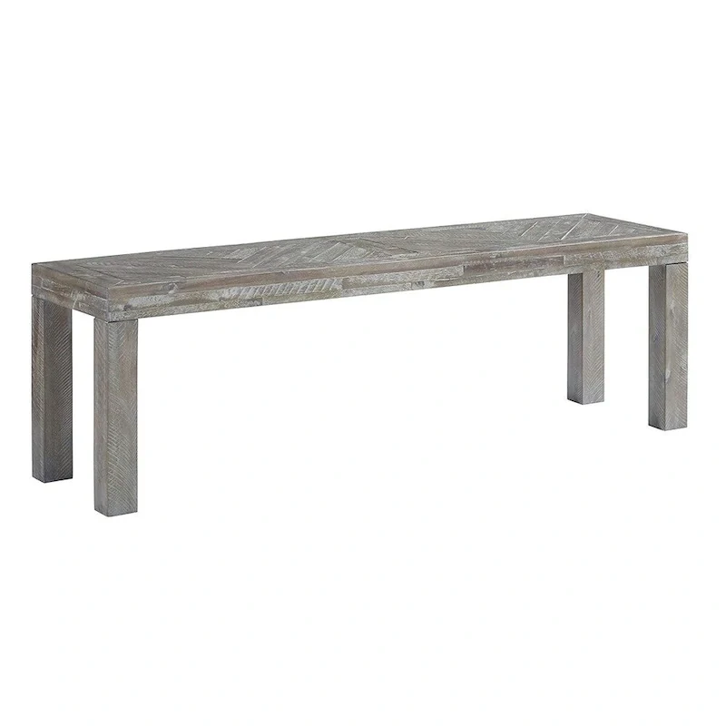 Acacia Wood Bench with Distinctive Herringbone Inlay Design, Brown